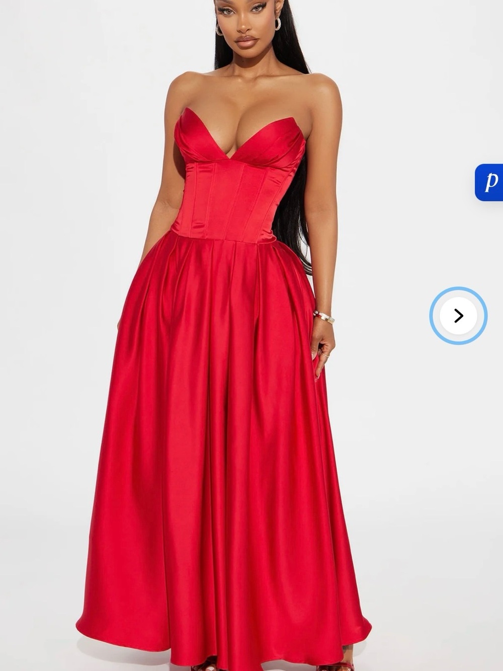 Bridgette Red Satin Ball Gown Dress